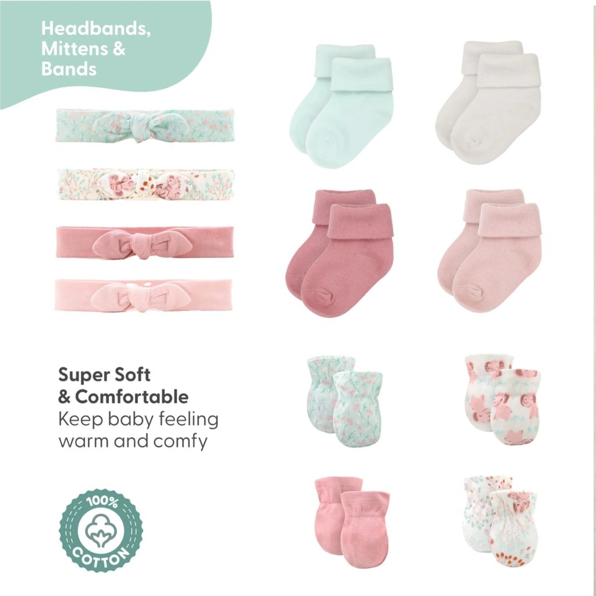 16-Piece Baby Layette Newborn Clothing Gift Set for 3 to 6 Months, Floral Elephant