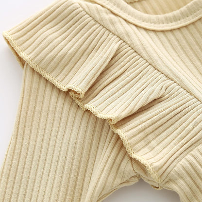 Newborn Baby Girl Clothes Infant Girls Outfit Winter Spring 3PC Outfits Long Sleeve Romper Ruffle Pants