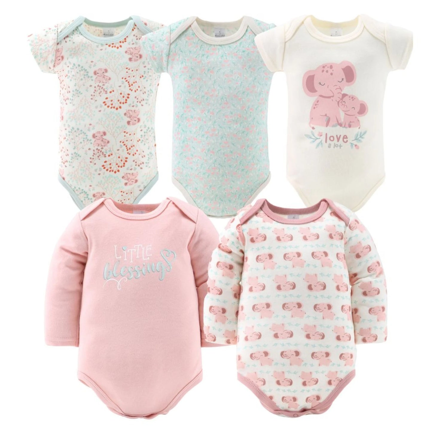 16-Piece Baby Layette Newborn Clothing Gift Set for 3 to 6 Months, Floral Elephant