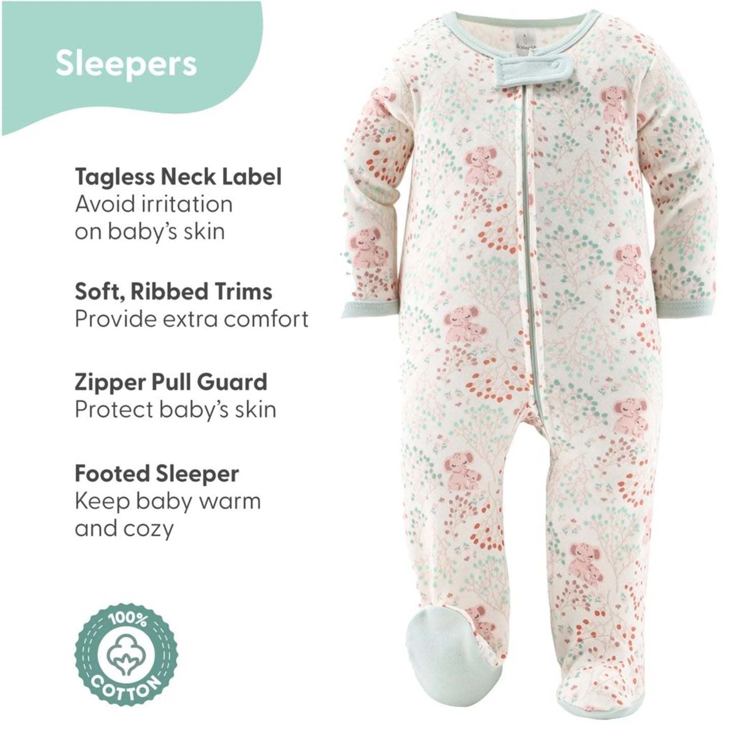 16-Piece Baby Layette Newborn Clothing Gift Set for 3 to 6 Months, Floral Elephant